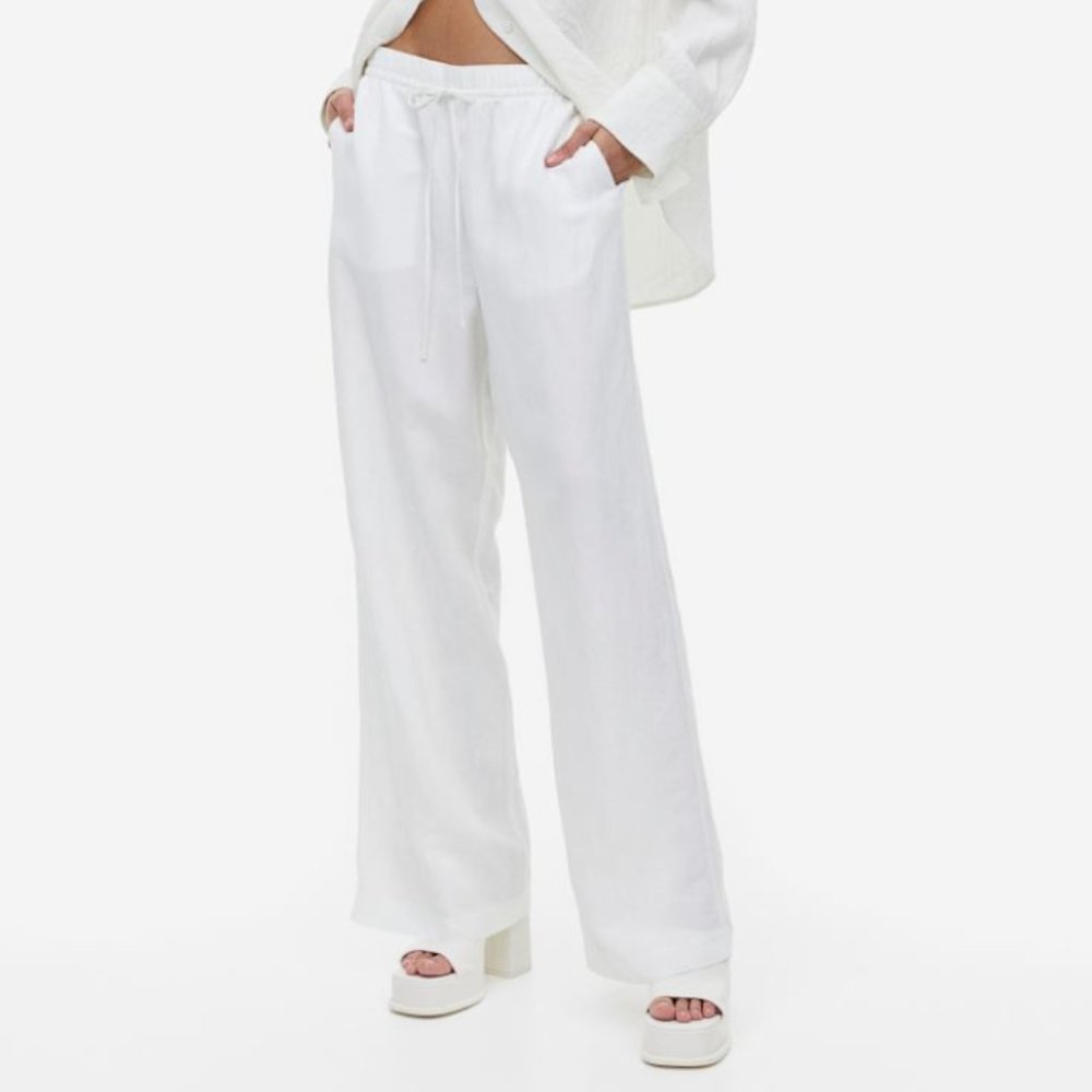 NWT H&M Linen-blend Pull-on Pants
